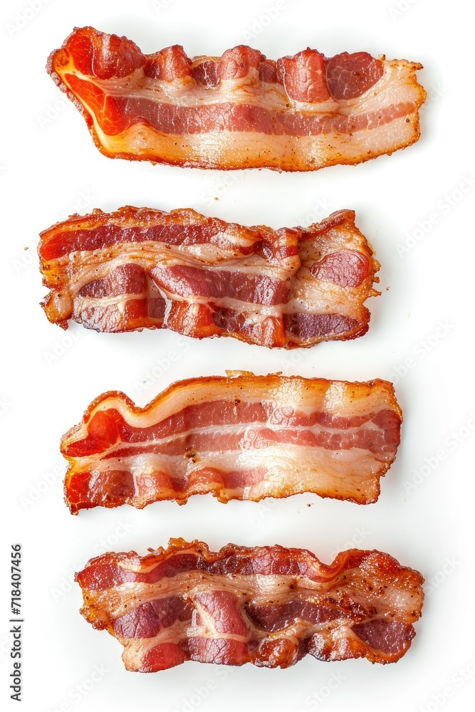 4 simple bacon slices, isolated on white background 4 simple bacon slices, isolated on white background