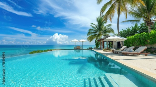 Luxury swimming pool on the beach