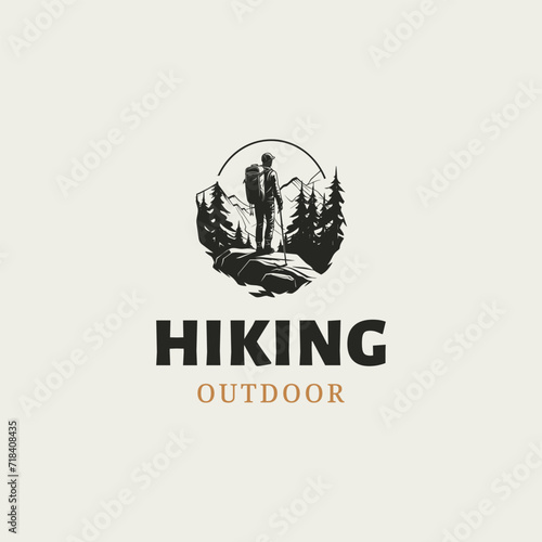 Obraz na płótnie adventure hiking logo vector vintage illustration design w salonie