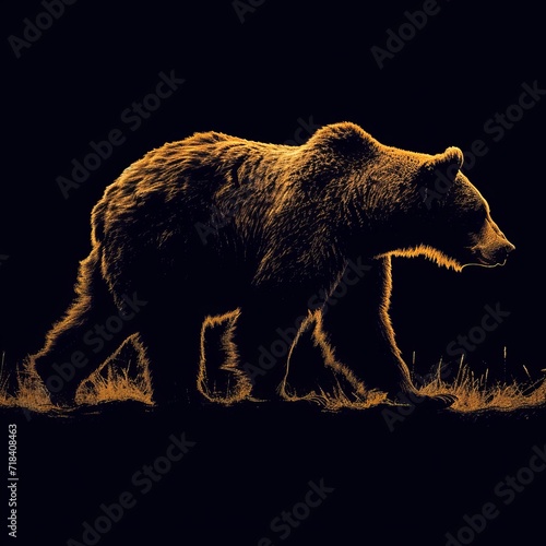 silhouette of a bear walking illustration, logo. Generative AI.
