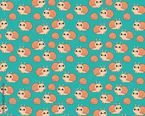 Snail pattern, vector illustration, background, fabric texture cute pattern