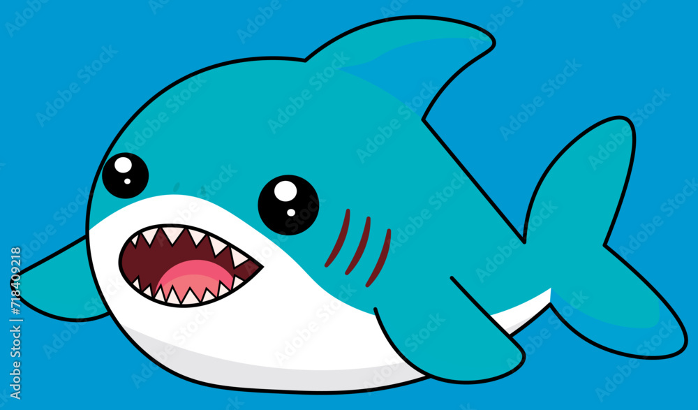 Naklejka premium Cute shark illustration vector, pattern, background