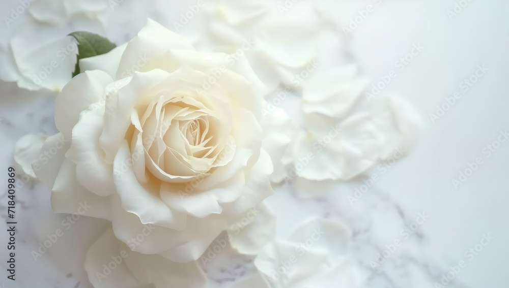 White Rose Backdrop with Soft Focus, Elegant Floral Background and Beauty White Rose Backdrop with Soft Focus, Elegant Floral Background and Beauty