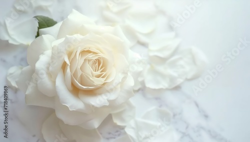 A backdrop of white roses with a soft focus and copy space  perfect for a website header design.