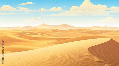 cartoon illustration desert landscape with clouds