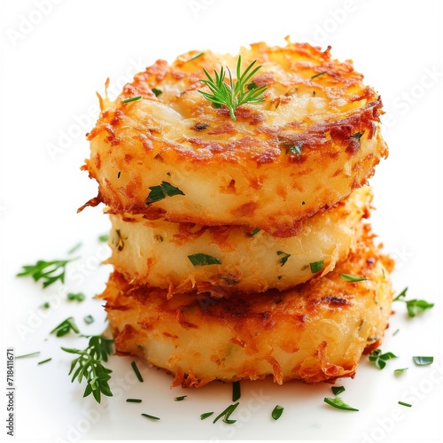 Delicious hash browns isolated on white