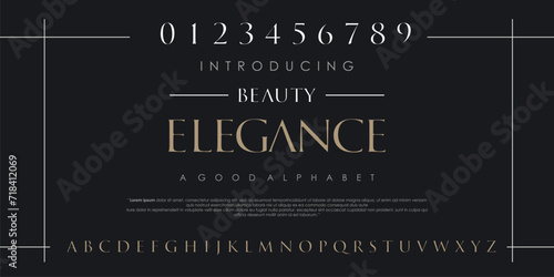 Elegant Font and Number. Classic Lettering Minimal Fashion Designs.
