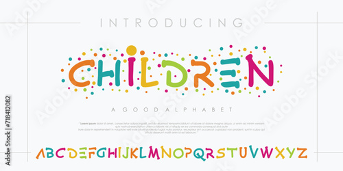 Playful colorful font design childish alphabet letters vector illustration