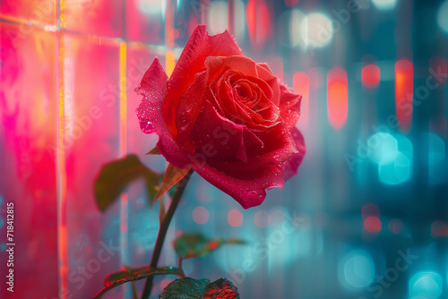 Red rose on a blurred background