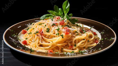 Linguine with white sauce on plate