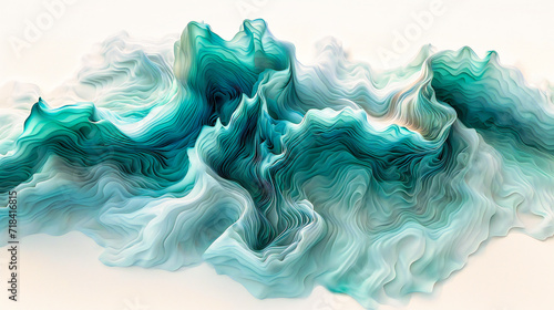 Artistic Abstract with Blue Ink, Textured Watercolor Background, Creative and Flowing Design, Splashes and Swirls in Ocean Hues, Modern and Vibrant Art Illustration