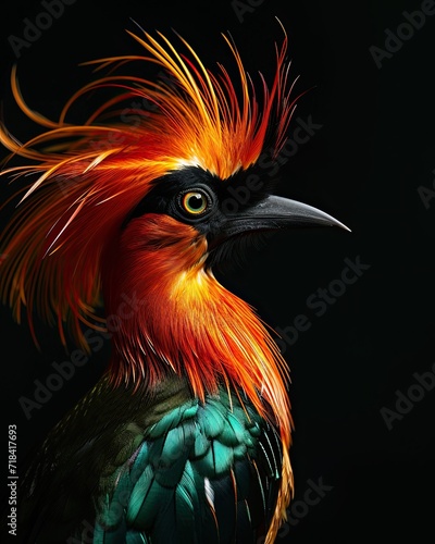 Beautiful of Emperor bird of paradise on the black background AI Generative