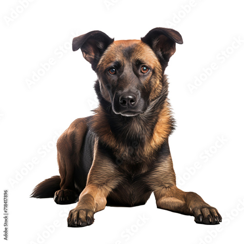 German shepherd dog sitting isolated on transparent background