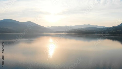Wallpaper Mural Awesome Sunrise At Colibita Lake. Aerial view. Reflection Torontodigital.ca