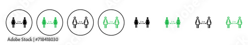 Social distancing icon set. social distance icon. self quarantine sign