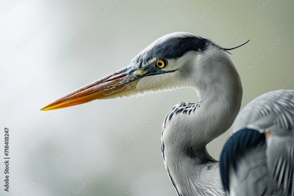 Right side view of Grey Heron standing in studio AI Generative Right side view of Grey Heron standing in studio AI Generative