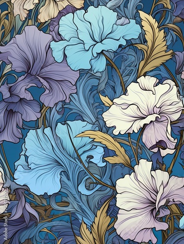 Art Nouveau Floral Patterns: Nature-Inspired Botanical Artwork Celebrating Natural Beauty