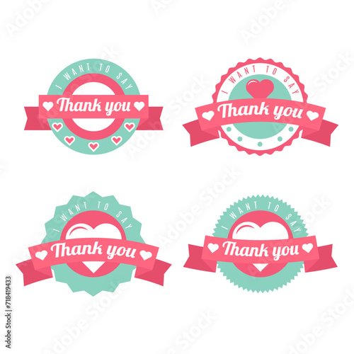 Set of vintage thank you stickers. - Vector.