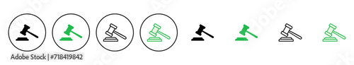 Gavel icon set. judge gavel icon vector. law icon vector. auction hammer