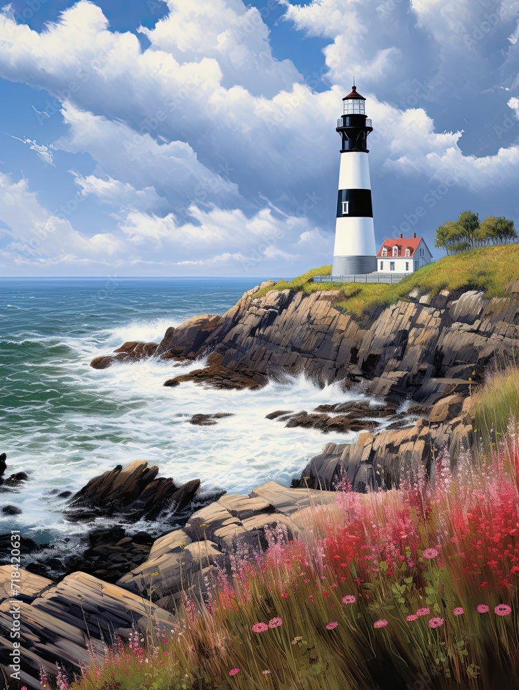 Coastal New England Lighthouses: Serene Seascapes of Nature's Artwork