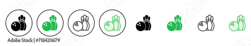 Bowling icon set. bowling ball and pin icon. bowling pins
