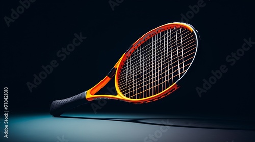 A close-up shot of a squash racquet against a minimal high contrast background AI generated