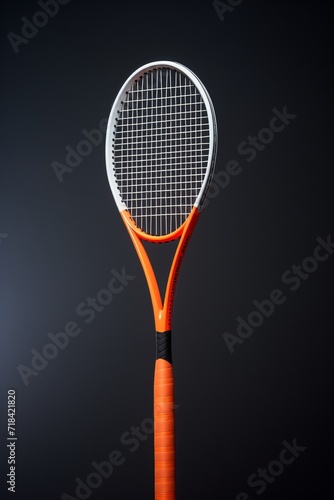 A close-up shot of a squash racquet against a minimal high contrast background AI generated