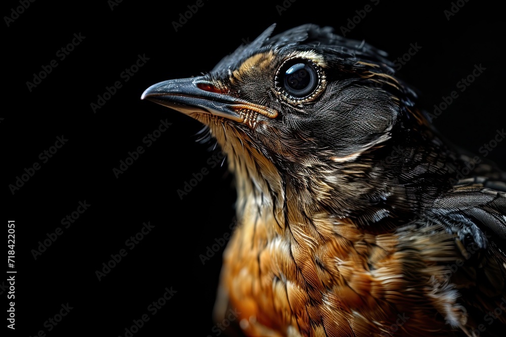 Portrait of Shama Thrush on dark background AI Generative Portrait of Shama Thrush on dark background AI Generative