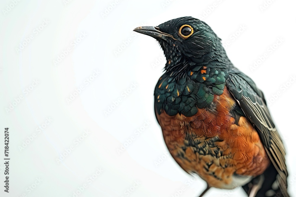 Portrait of Shama Thrush standing on white background AI Generative Portrait of Shama Thrush standing on white background AI Generative