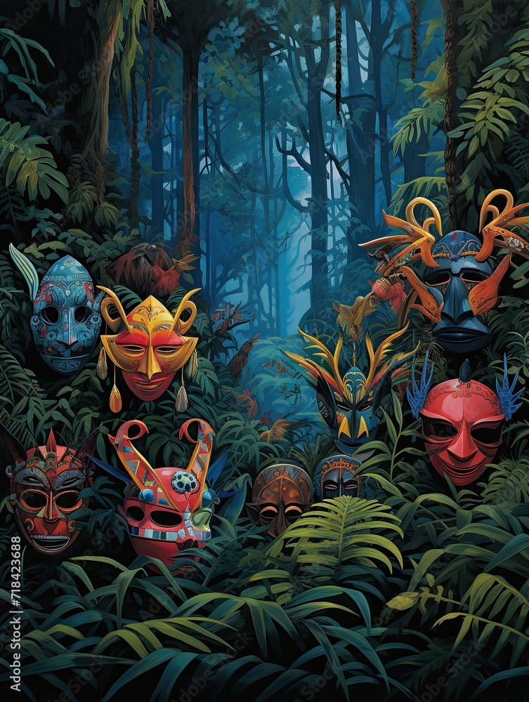 Midnight Masquerade: National Park Art Print, Exquisite Carnival Themed Masquerade in Park Midnight Masquerade: National Park Art Print, Exquisite Carnival Themed Masquerade in Park