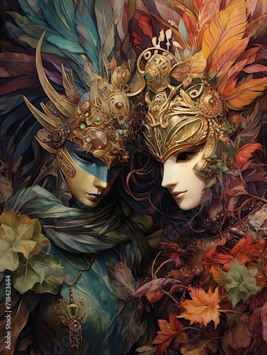 Midnight Carnival Masquerades: Earth Tones Art and Natural Colors