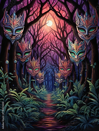 Midnight Carnival Masquerades: Enchanted Forest Wall Art