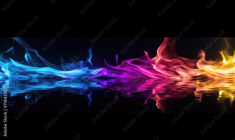 Fototapeta premium Colorful fire flames on black background. Abstract background for design.