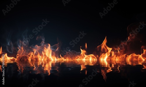Fire flames on black background. Abstract fire flames isolated on black background