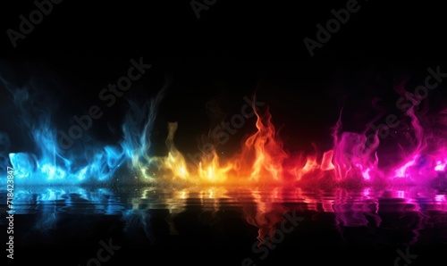 Colorful fire flames on black background. Abstract background for design.