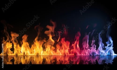 Fire flames on black background. Abstract blaze fire flame texture background.