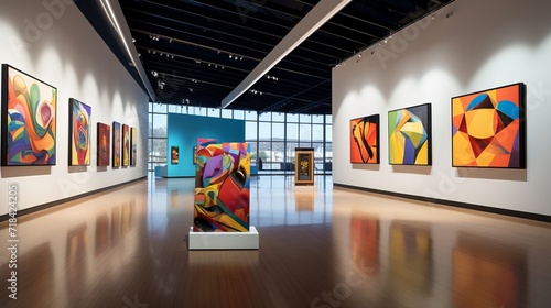 A modern art gallery with interactive exhibits AI generated