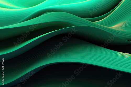 Abstract green gradient wave background. Dynamic shapes composition.