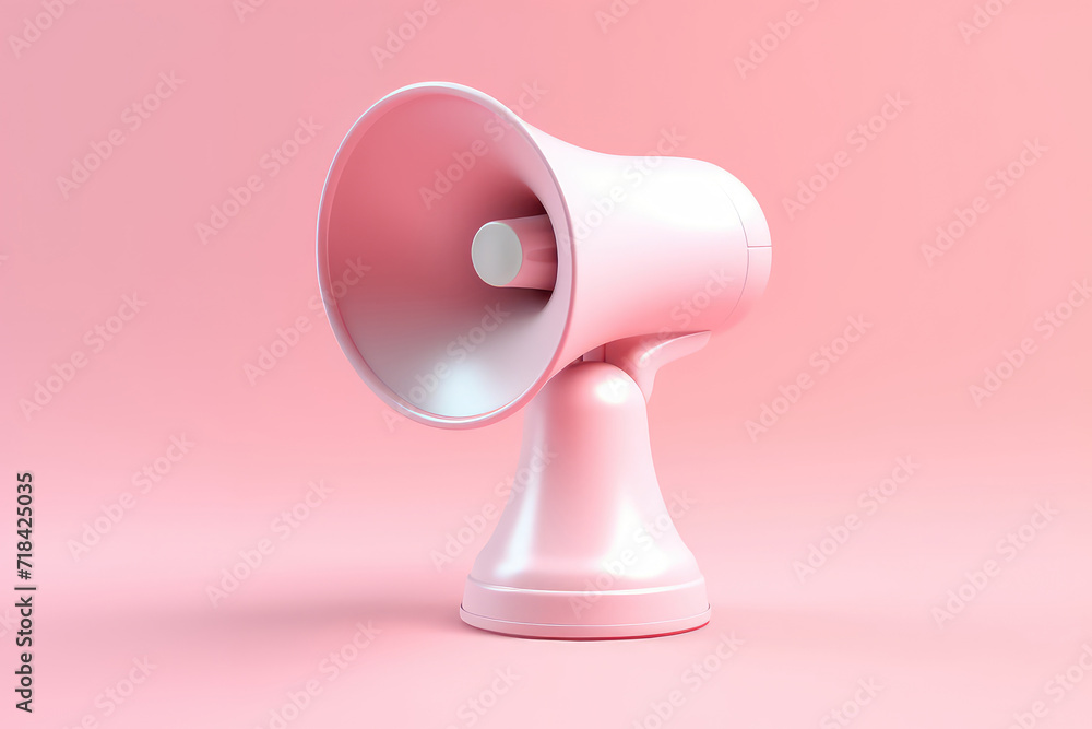 3D Cartoon Pastel Megaphone. Marketing time concept. Online news with loudspeaker. Social media promotion.