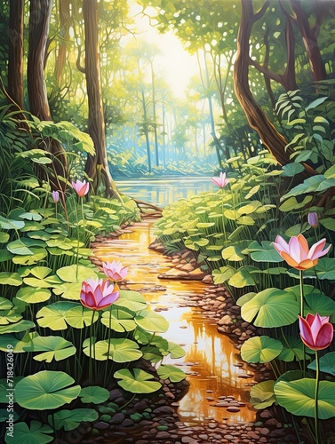 Serene Lotus Pond Reflections: Trail Around Tranquil Waters photo