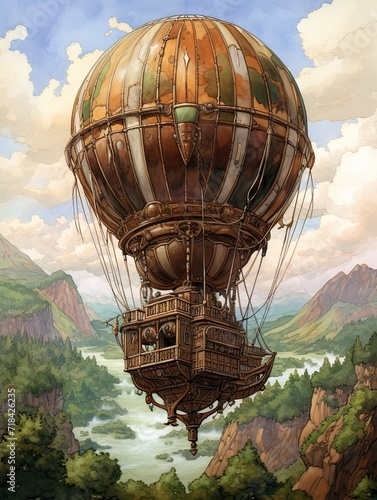 Steampunk Airship Adventures: Earth Tones Art and Natural Palette in a Thrilling Journey photo