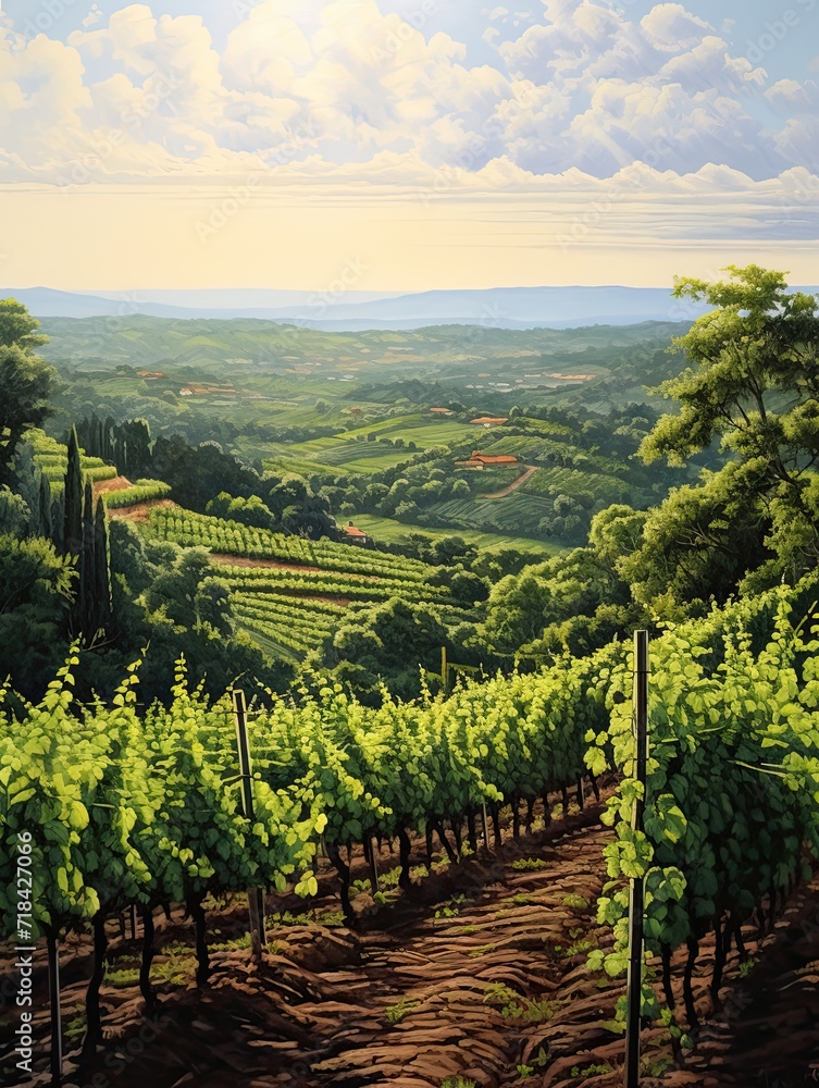 Sunlit Tuscan Vineyards: Majestic Woodland Charm Wall Art