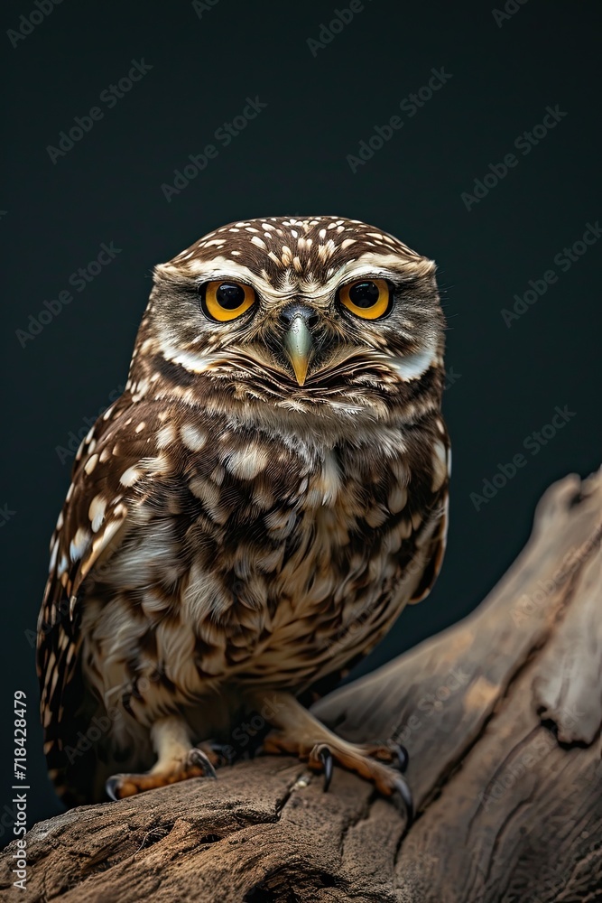 Burrowing Owl standing on old wood AI Generative Burrowing Owl standing on old wood AI Generative
