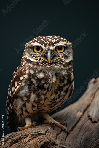 Burrowing Owl standing on old wood AI Generative