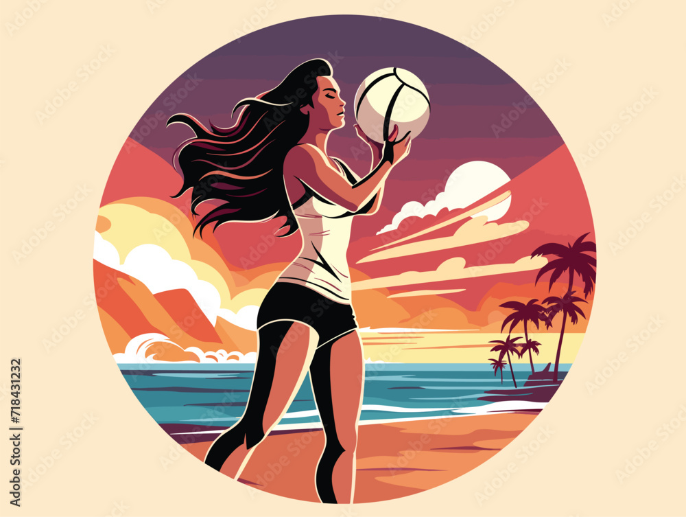girl on the beach with volleyball