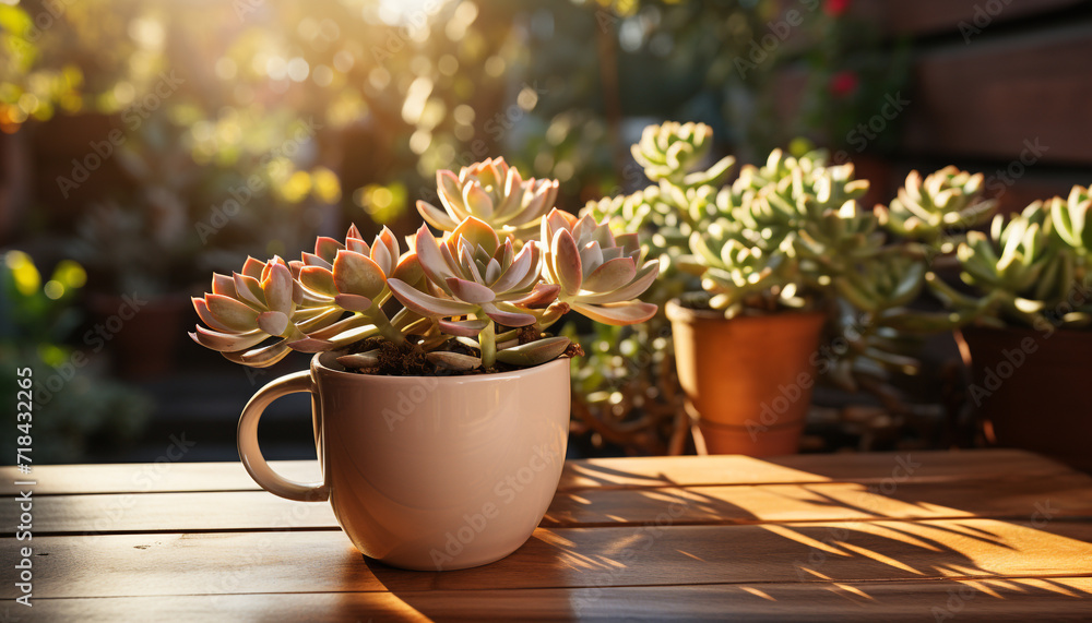 Freshness of nature in a close up of a flower pot generated by AI Freshness of nature in a close up of a flower pot generated by AI