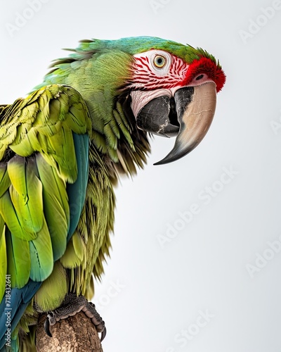 Side view Military Macaw isolated on white AI Generative photo
