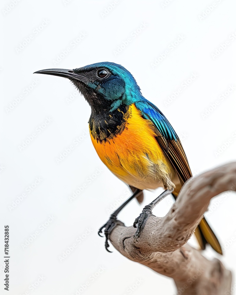 Portrait Olive-backed Sunbird isolated on white AI Generative Portrait Olive-backed Sunbird isolated on white AI Generative