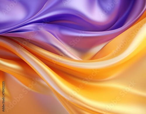 A beautiful purple and yellow fabric with waves. Generative AI.