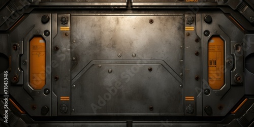 A metal door with a metal panel and a metal frame. Generative AI. photo